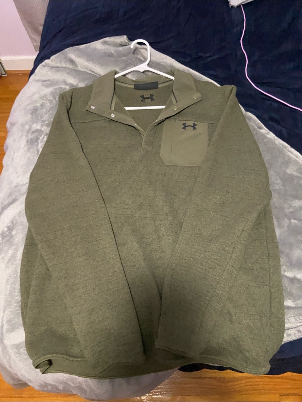Under Armour Olive Green Half-Zip Pullover with Chest Pocket